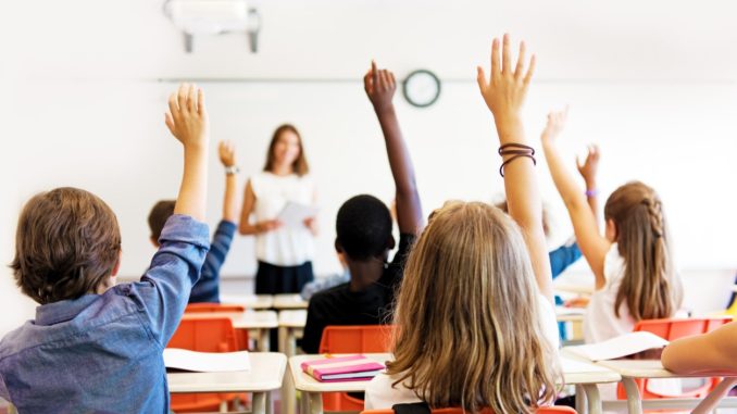 School kids in classroom